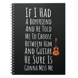 Caderno Espiral Presentes Divertidos de Guitarra para Mulheres e M