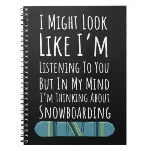 Caderno Espiral Presentes Engraçados de Snowboarding Para Ele Humo