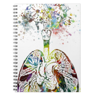 Caderno Espiral Presentes médicos coração e motivo dos pulmões