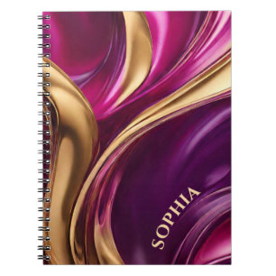 Caderno Espiral Presentes modernos para Her-Fuchsia Roxo e Dourado