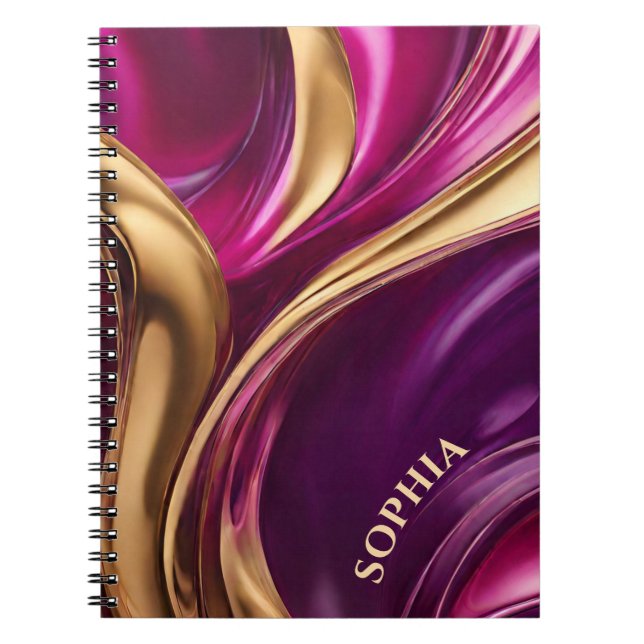 Caderno Espiral Presentes modernos para Her-Fuchsia Roxo e Dourado (Frente)