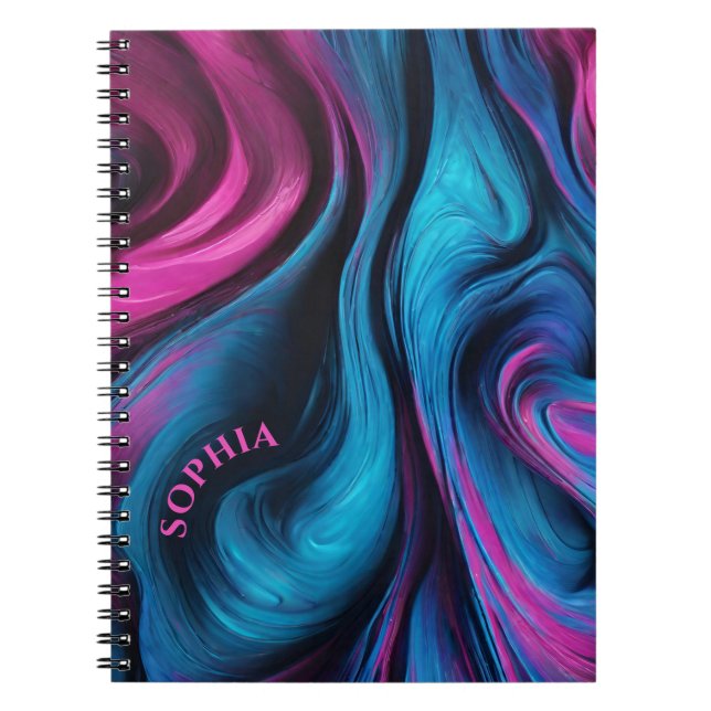 Caderno Espiral Presentes Modernos para o Azul-Ela e a Fúcsia (Frente)