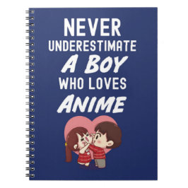 Caderno Espiral Presentes para Amantes de Animes Azul Marinho para