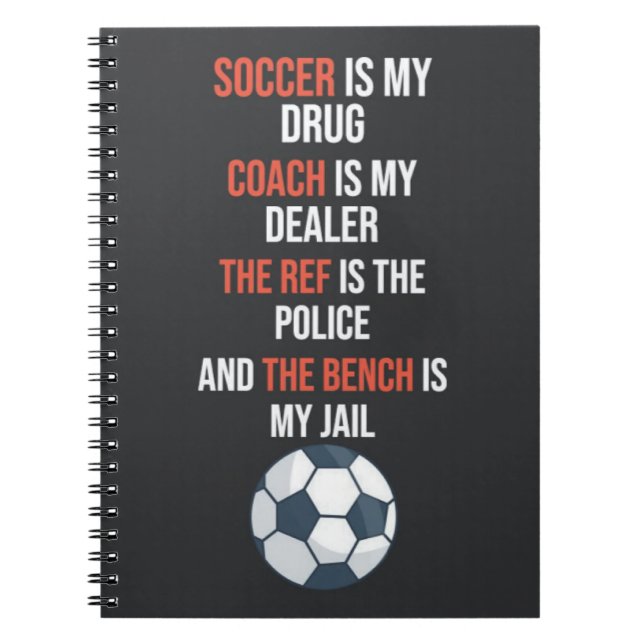 Caderno Espiral Presentes para Fãs de Futebol para Crianças Jogado (Frente)