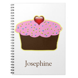 Caderno Espiral Presentes personalizados do Cupcake de Morango de 