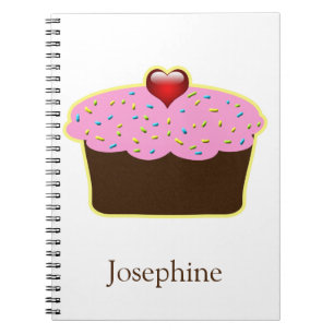 Caderno Espiral Presentes personalizados do Cupcake de Morango de