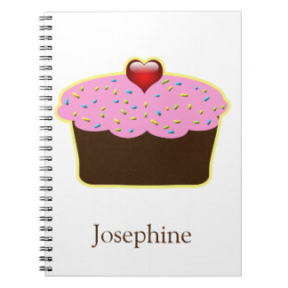 Caderno Espiral Presentes personalizados do Cupcake de Morango de