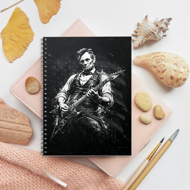 Caderno Espiral President Abraham Lincoln Playing Guitar (Criador carregado)