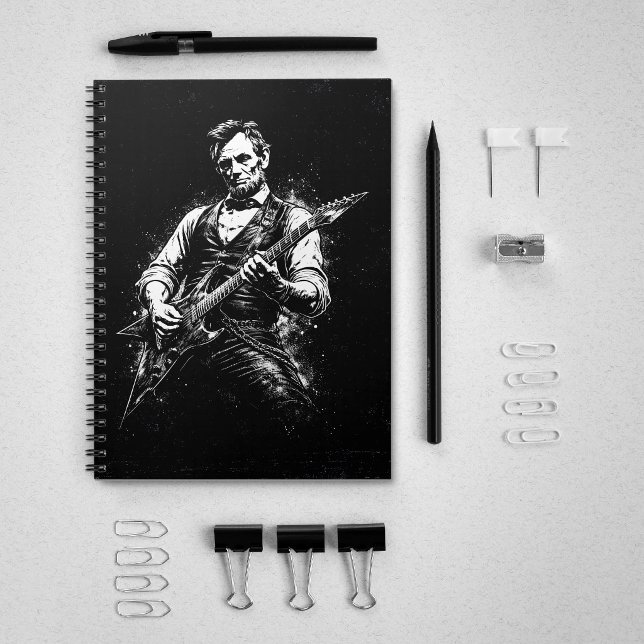 Caderno Espiral President Abraham Lincoln Playing Guitar (Criador carregado)