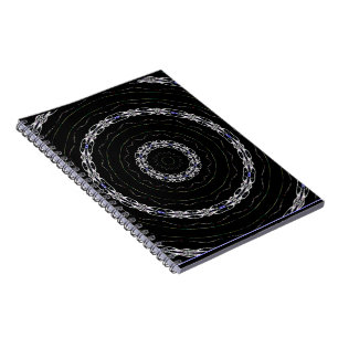 Caderno Espiral Preto Azul e Prata