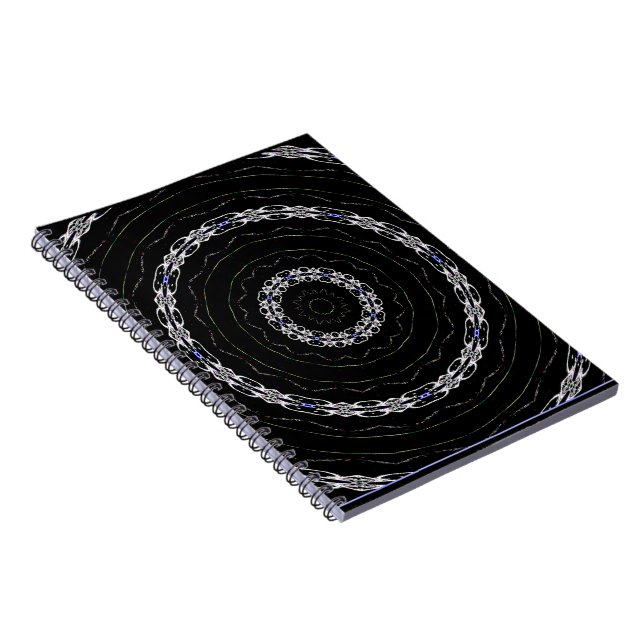 Caderno Espiral Preto Azul e Prata (Lado Direito)