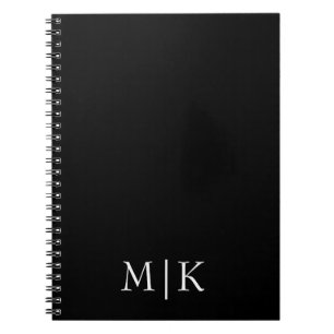 Caderno Espiral Preto & Branco Monograma moderno
