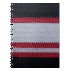 Caderno Espiral Preto Branco Vermelho: Padrão de Tecido Roubado Kn