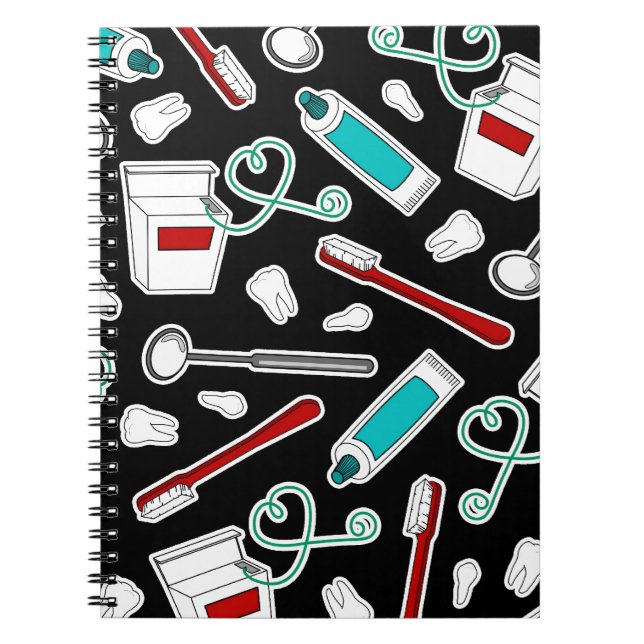 Caderno Espiral Preto do impressão do dentista bonito/higienista (Frente)