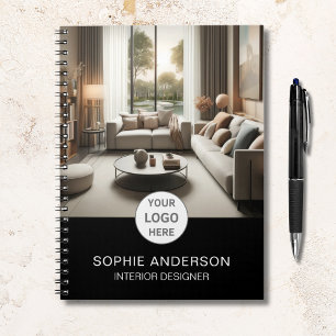 Caderno Espiral Preto do logotipo do Designer Interior