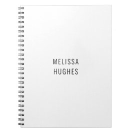Caderno Espiral Preto e Branco Moderno Simples Personalizado