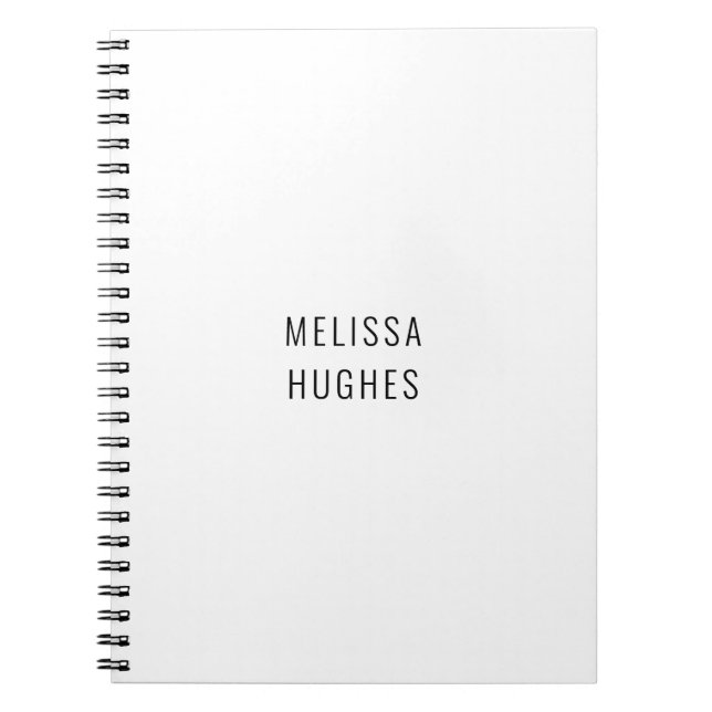 Caderno Espiral Preto e Branco Moderno Simples Personalizado (Frente)