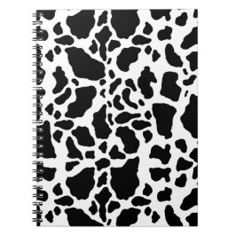 Caderno Espiral Preto e branco Vaca mancha padrão de impressão ani