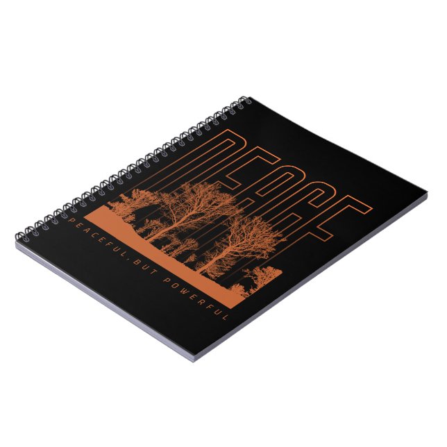 Caderno Espiral Preto Laranja Futurista Paz (Left Side)