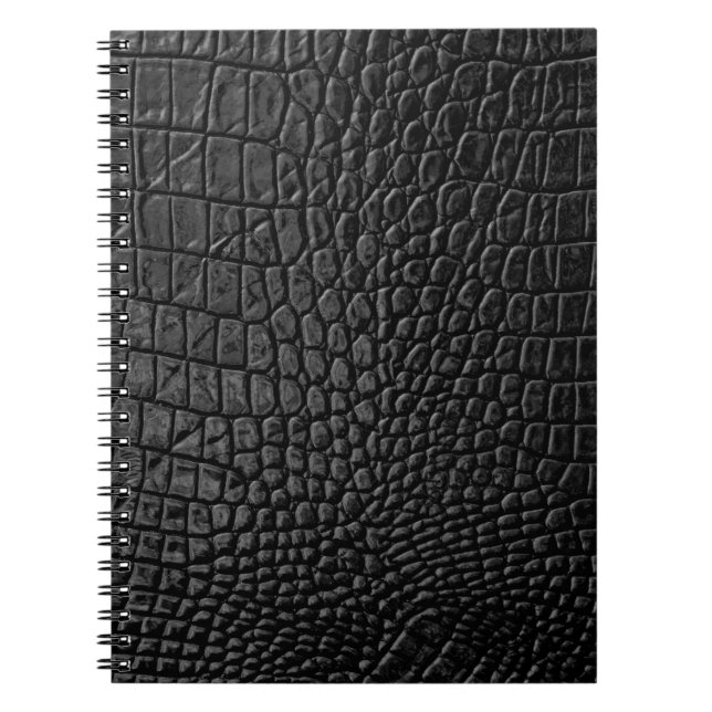 Caderno Espiral Preto-Leigo: Elegância de Textura de Couro (Frente)
