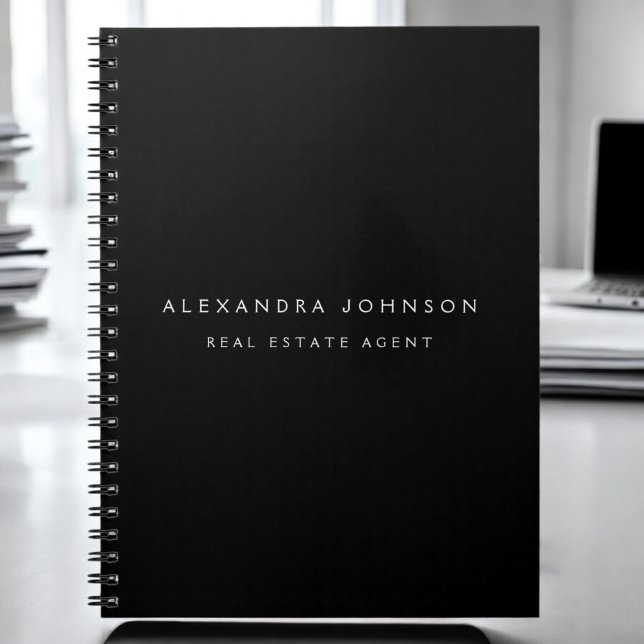 Caderno Espiral Preto Moderno Elegante Profissional Sofisticado (Criador carregado)