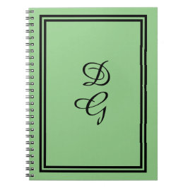 Caderno Espiral Preto monograma em verde-menta, combinação de Lulu