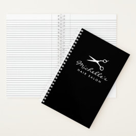 Caderno espiral preto para salão de beleza ou barb