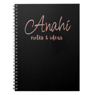 Caderno Espiral Preto personalizado Notas e Ideias de Folha Rosa