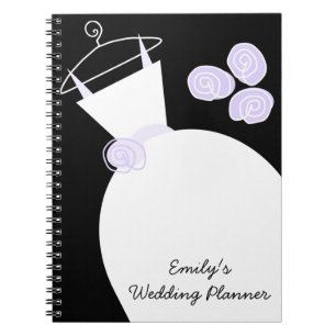 Caderno Espiral Preto 'Planner de Casamento' de Purple de Casament