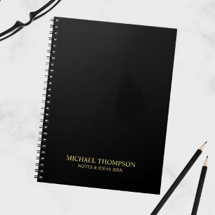 Caderno Espiral Preto profissional e Dourado
