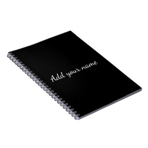 Caderno Espiral Preto sólido adicionar nome mensagem de texto aqui
