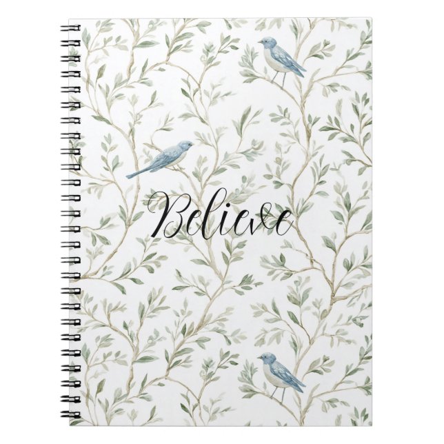 Caderno Espiral Pretty Blue Birds Believe (Frente)