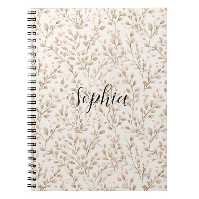 Caderno Espiral Pretty Blush Pink Cream Floral  (Frente)