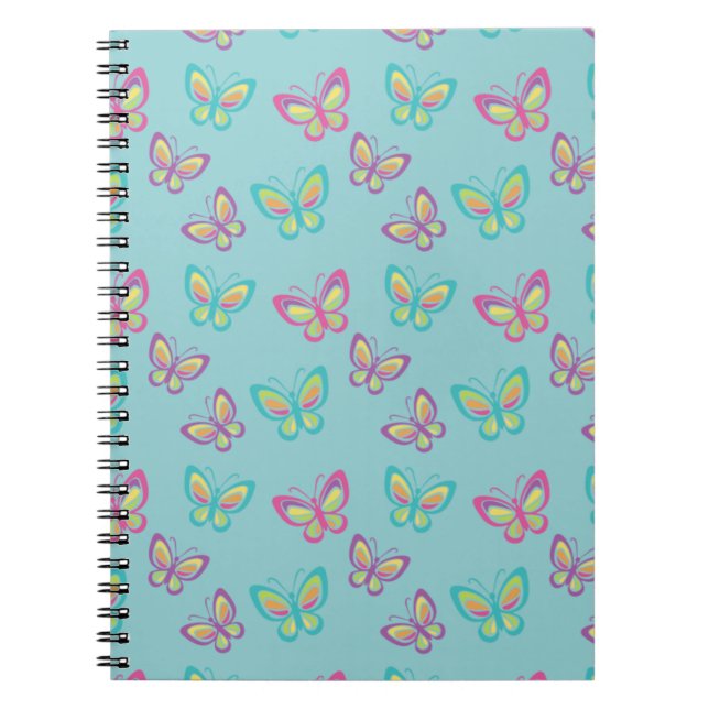 Caderno Espiral Pretty Butterfly Pattern Blue (Frente)