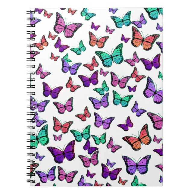 Caderno Espiral Pretty Colorful Butterflies Pattern (Frente)