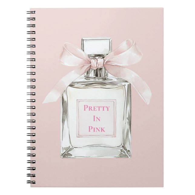 Caderno Espiral Pretty in Pink Blush Bow Perfume Bottle (Frente)