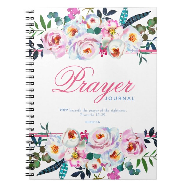 Caderno Espiral Pretty Named Pink Floral Prayer Journal (Frente)