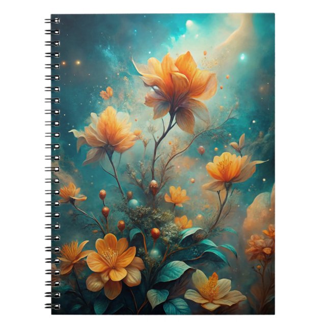 Caderno Espiral Pretty Orange Flowers  (Frente)