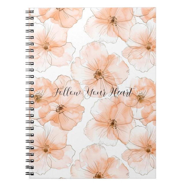 Caderno Espiral Pretty Peach Flowers (Frente)
