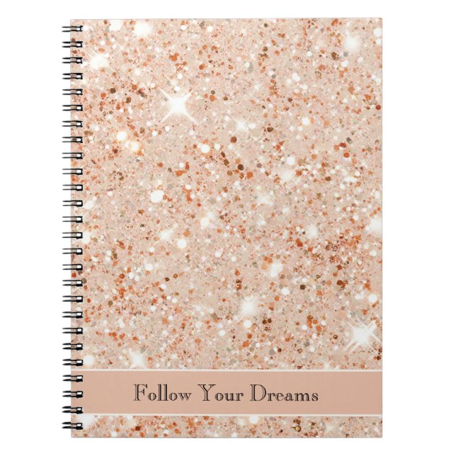 Caderno Espiral Pretty Peach Glitter Dreams (Frente)