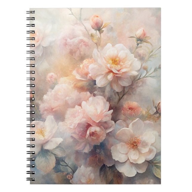 Caderno Espiral Pretty Pink and White Flowers  (Frente)