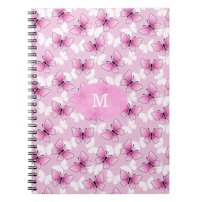 Caderno Espiral Pretty Pink Butterfly Kawaii Spiral Notebook (Frente)