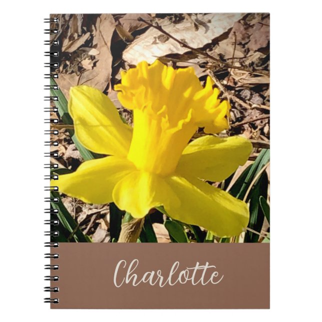 Caderno Espiral Primavera amarelo Daffodil no nome personalizado d (Frente)