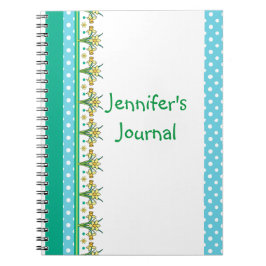 Caderno Espiral Primavera Daffodil Border e Bolinhas Notebook