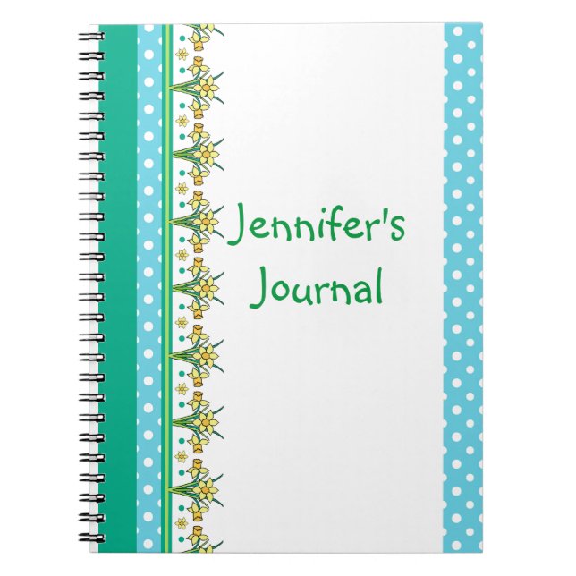Caderno Espiral Primavera Daffodil Border e Bolinhas Notebook (Frente)