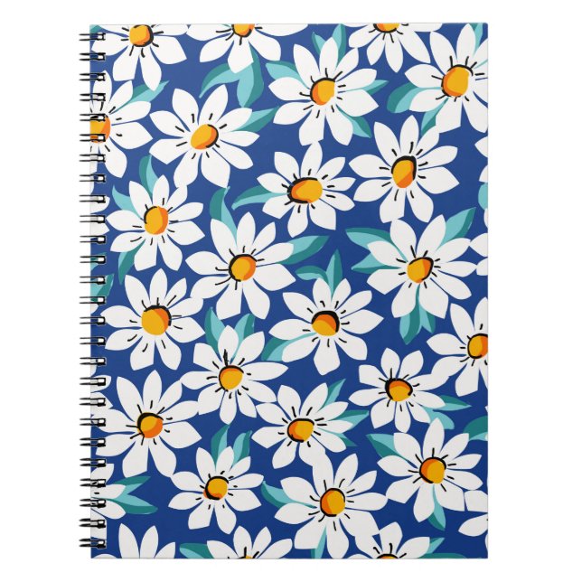Caderno Espiral Primavera daisies: padrão floral de tendências. (Frente)