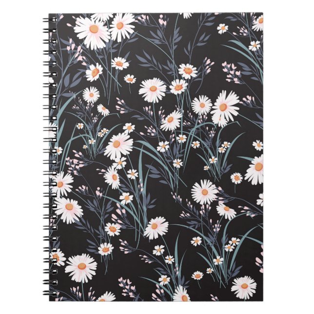 Caderno Espiral Primavera Daisy Floral Seamless Design (Frente)