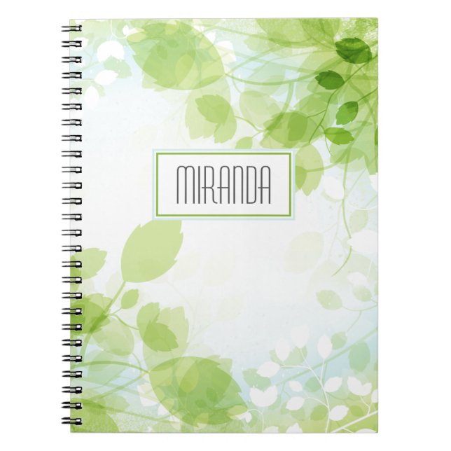 Caderno Espiral Primavera deixa aquarela monograma (Frente)