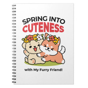 Caderno Espiral Primavera dentro da cutena - Ilustração Adorável d