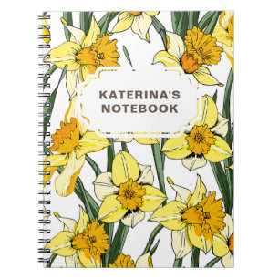 Caderno Espiral PRIMAVERA do NOTEBOOK Design de Daffodil e nome pe